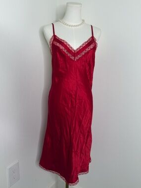 intimissimi Red Satin Lace-Trim Slip